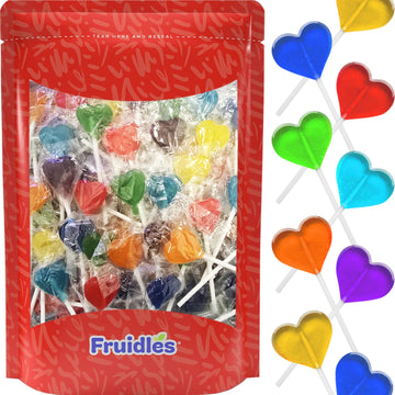 Fruidles Lollipops Mini Heart Shaped Flavored Delicious Lollipop, Individually Wrapped, 5g Lollipop (30 Lollipops, Heart Flavor 