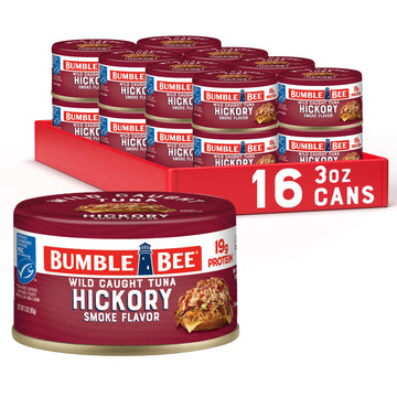 Bumble Bee Snackers - Hickory Smoke Tuna  3 oz Easy Open Can - 19g Protein per Serving - Wild Caught Skipjack Chunk Light Tuna Pack - No Draining  Ready to Eat (Pack of 16)
