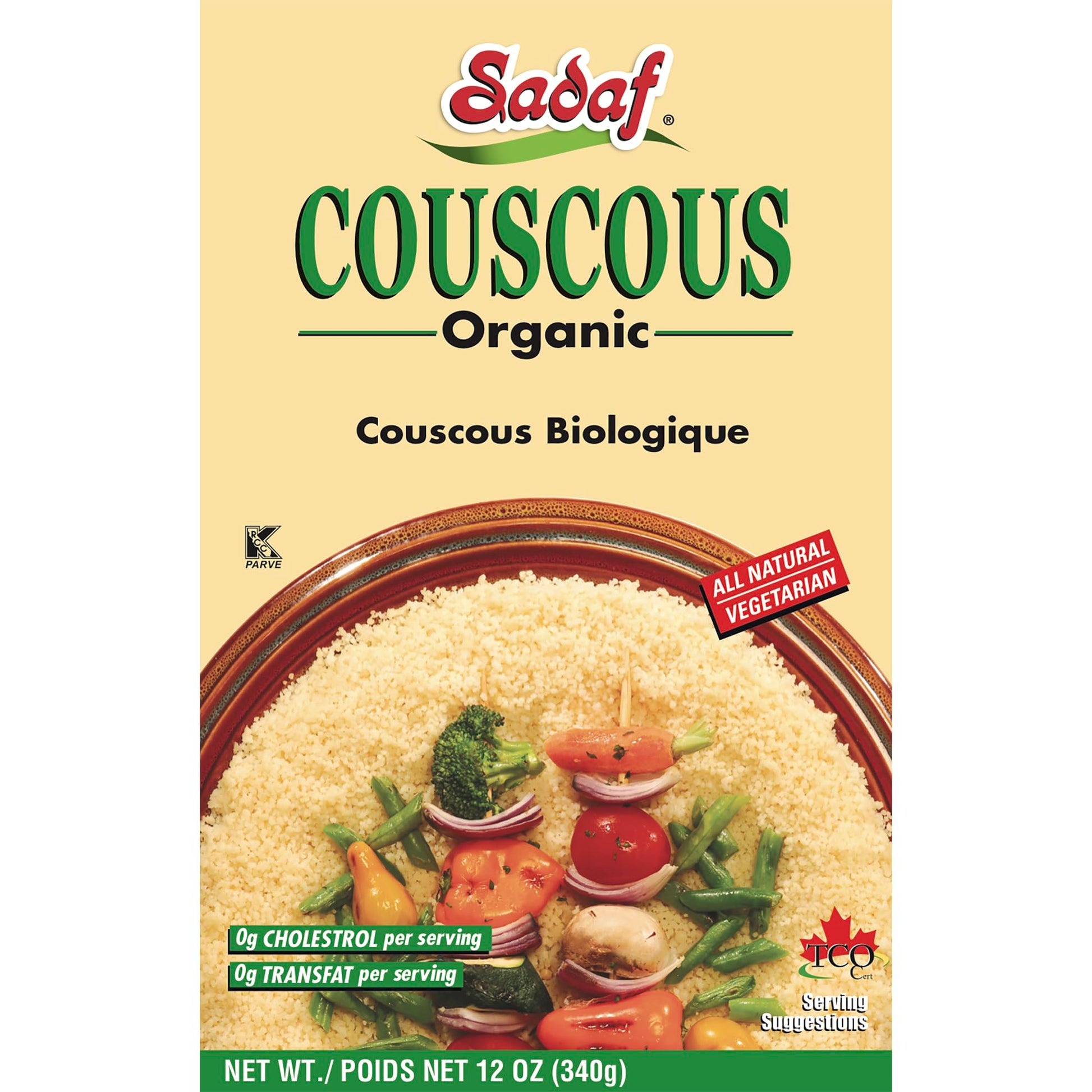 Sadaf Organic Vegetarian Couscous - 12 Ounces - No MSG, No Artificial Preservatives, Kosher