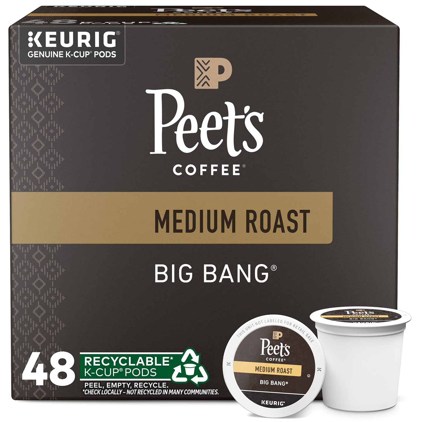 Peets Coffee Medium Roast K-Cup Pods - Big Bang, 48 Count, Model u-2c-26305