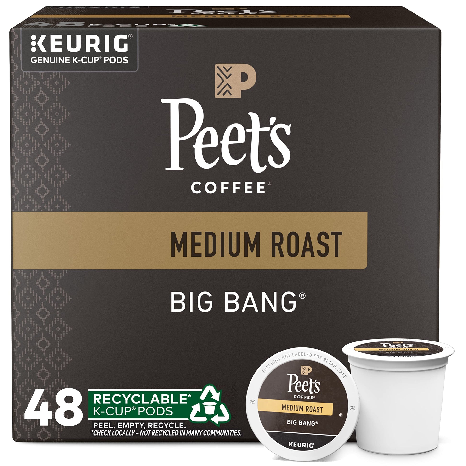 Peets Coffee Medium Roast K-Cup Pods - Big Bang, 48 Count, Model u-2c-26305