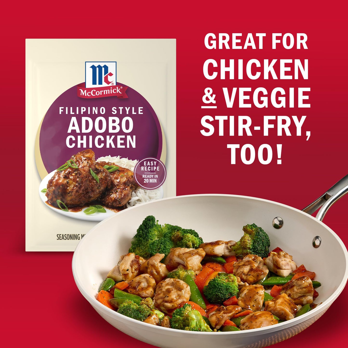 McCormick Seasoning Mix  Filipino Style Adobo Chicken  For Savory  Sweet & Tangy Filipino Style Adobo Chicken in Just 20 Minutes  1.25 oz (Pack of 12)