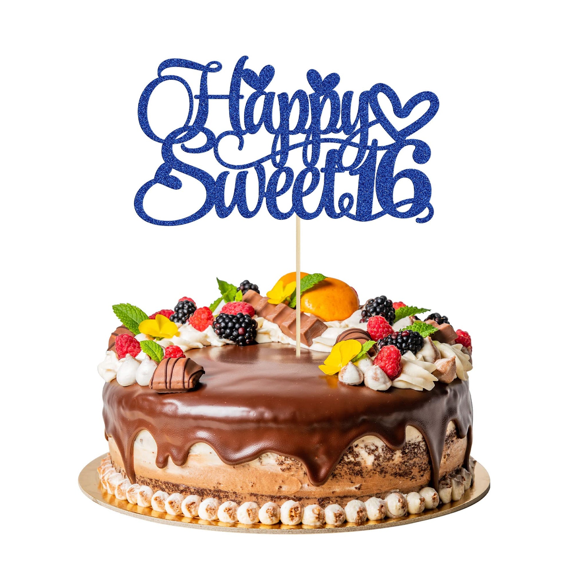 1Pc Happy Sweet 16 Cake Topper Glitter 16Th Birthday Cake Pick Decorations For Cheers To 16 Years Old 16Th Birthday Party Cake D