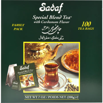 Sadaf Cardamom Tea Bags | Special Blend Cardamom Ceylon Black Tea | Quicktea Product harvested in Sri Lanka | 100 bags (Pack of 