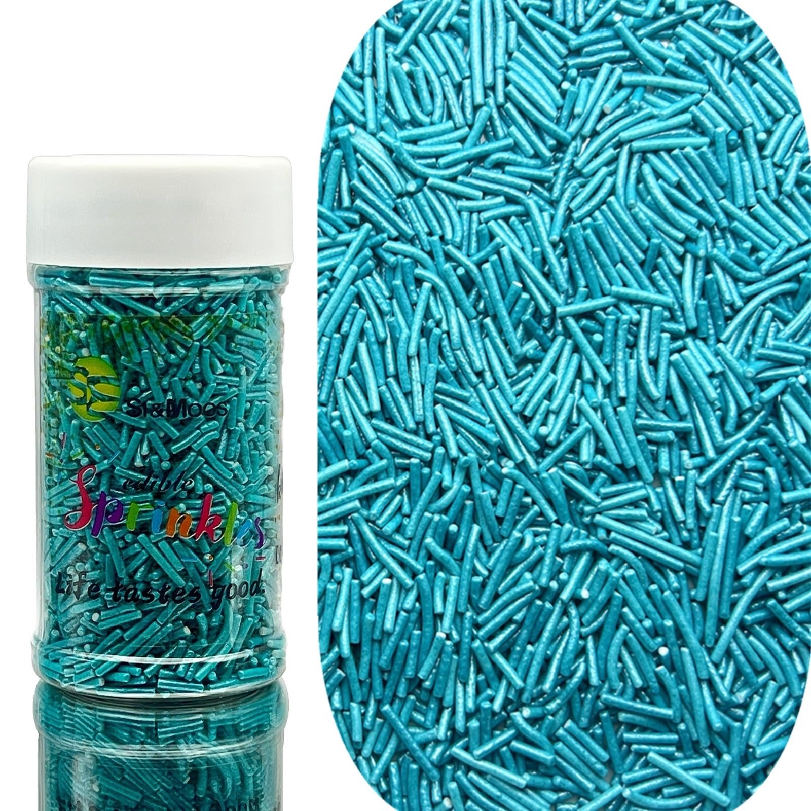 SE Si&Moos Blue Jimmies Sprinkles Blue Sprinkles for Cake Decorating Edible Crunchy Jimmies for Topping Ice Cream, Cookies, Cake