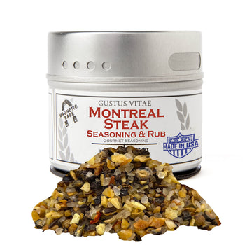 Gustus Vitae Montreal Steak Seasoning, All Natural Spice Blend, 2.5 Ounce, Silver Magnetic Tin