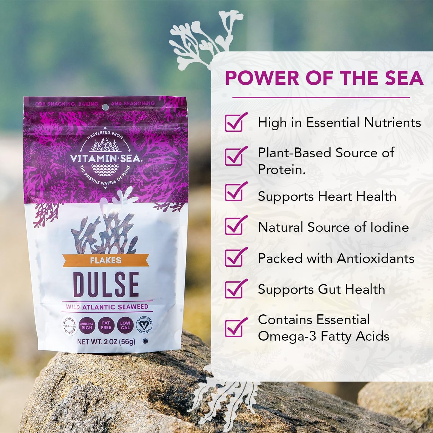 VITAMINSEA Dulse Dried Sea  | Wild North Atlantic | 4 Ounce Pack | Rich in Vitamins & Antioxidants