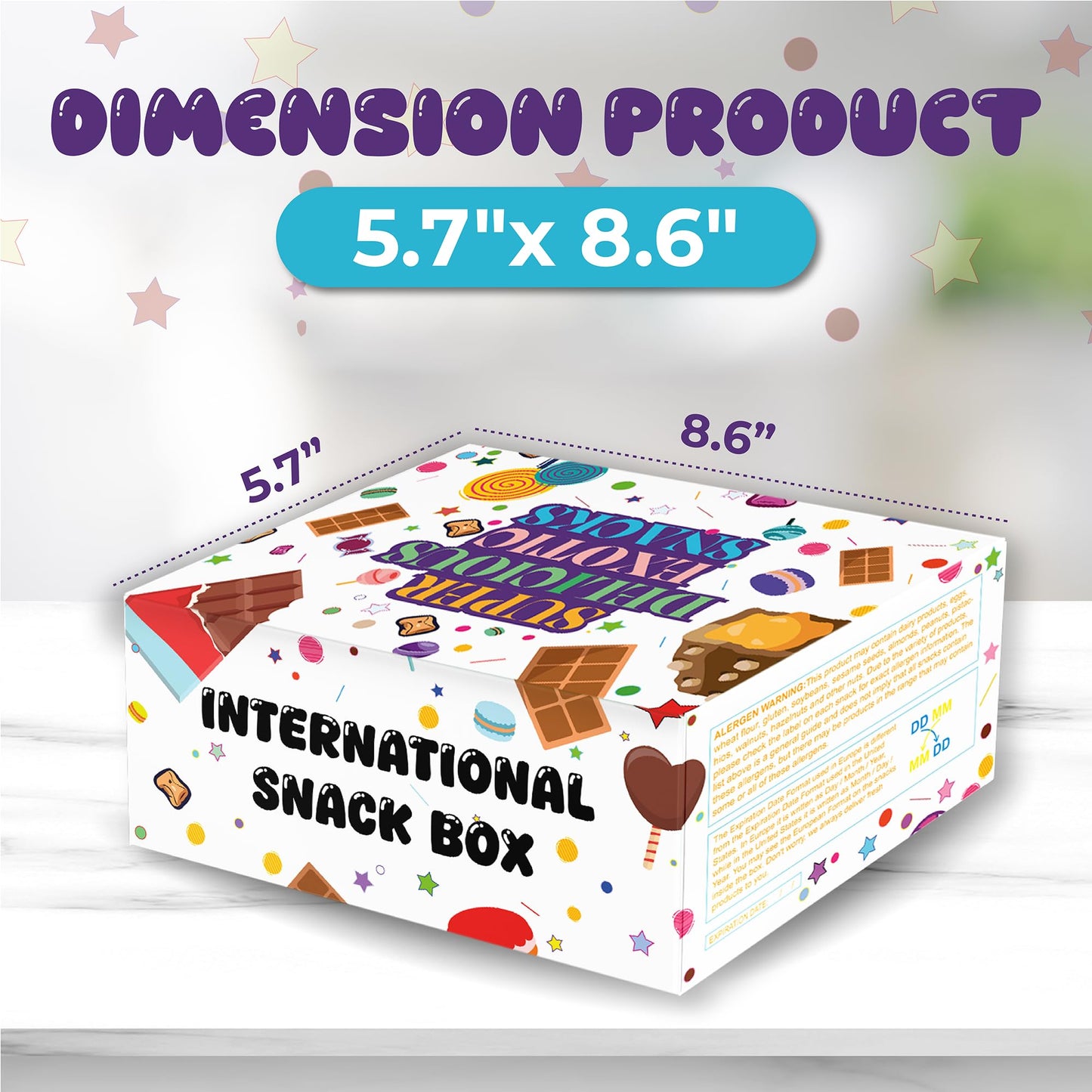 SnackRush International Snack Box | 34+ Unique Snacks | Mega Size | White/Multicolor