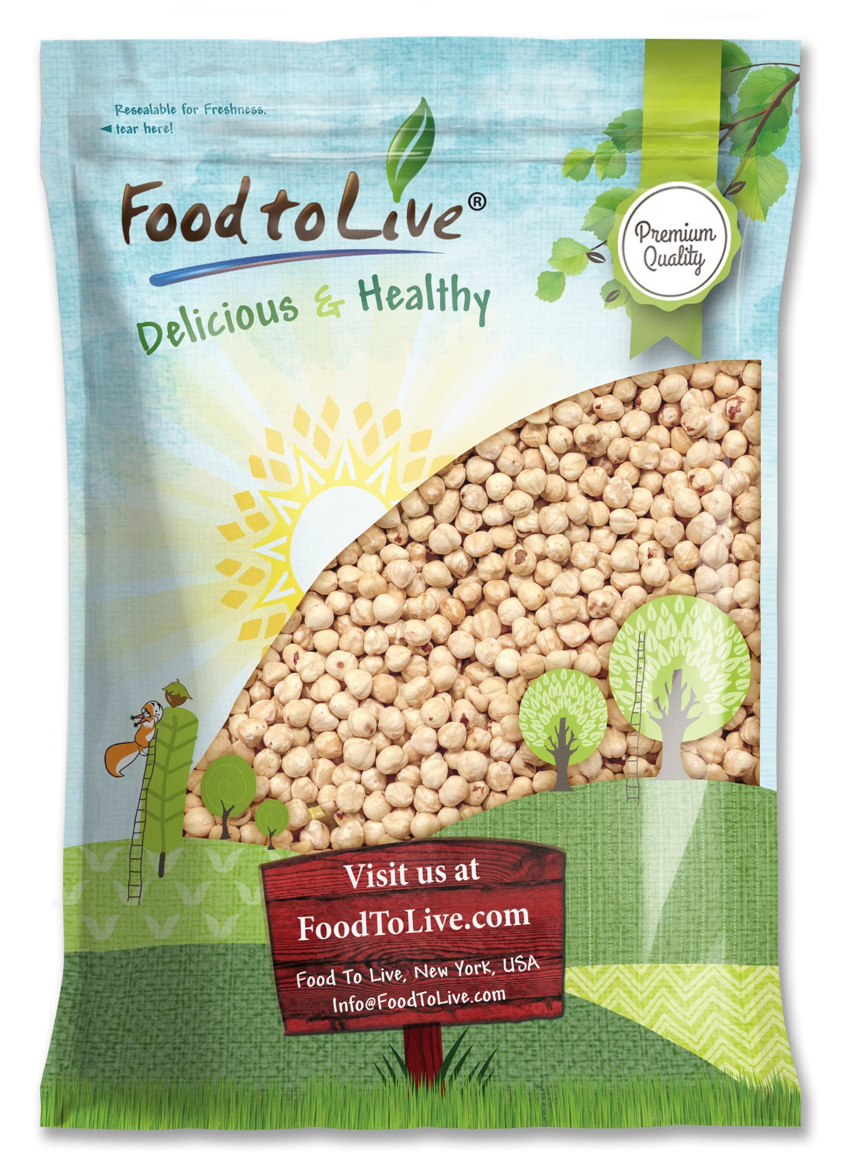 Food to Live Blanched Hazelnuts, 8 Pounds Raw Whole Filberts, No Skin, Unsalted, Unroasted Nuts, Vegan, Kosher. Keto. Good Sourc
