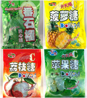 Hong Yuan Pineapple Guava Green Apple Lychee Candy 4 Pack, 12.3 oz with FREE Candy Samples - Delicious Fruit Flavors