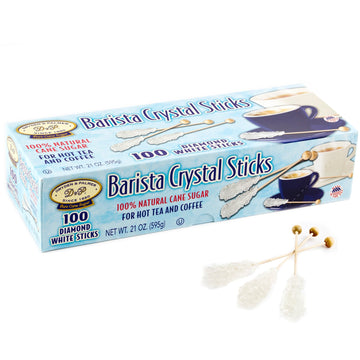 Dryden And Palmer Rock Candy Demitasse Sticks, White, Unwrapped, 100 Count For Coffee And Cocktails - Certified Kosher, Non Gmo,