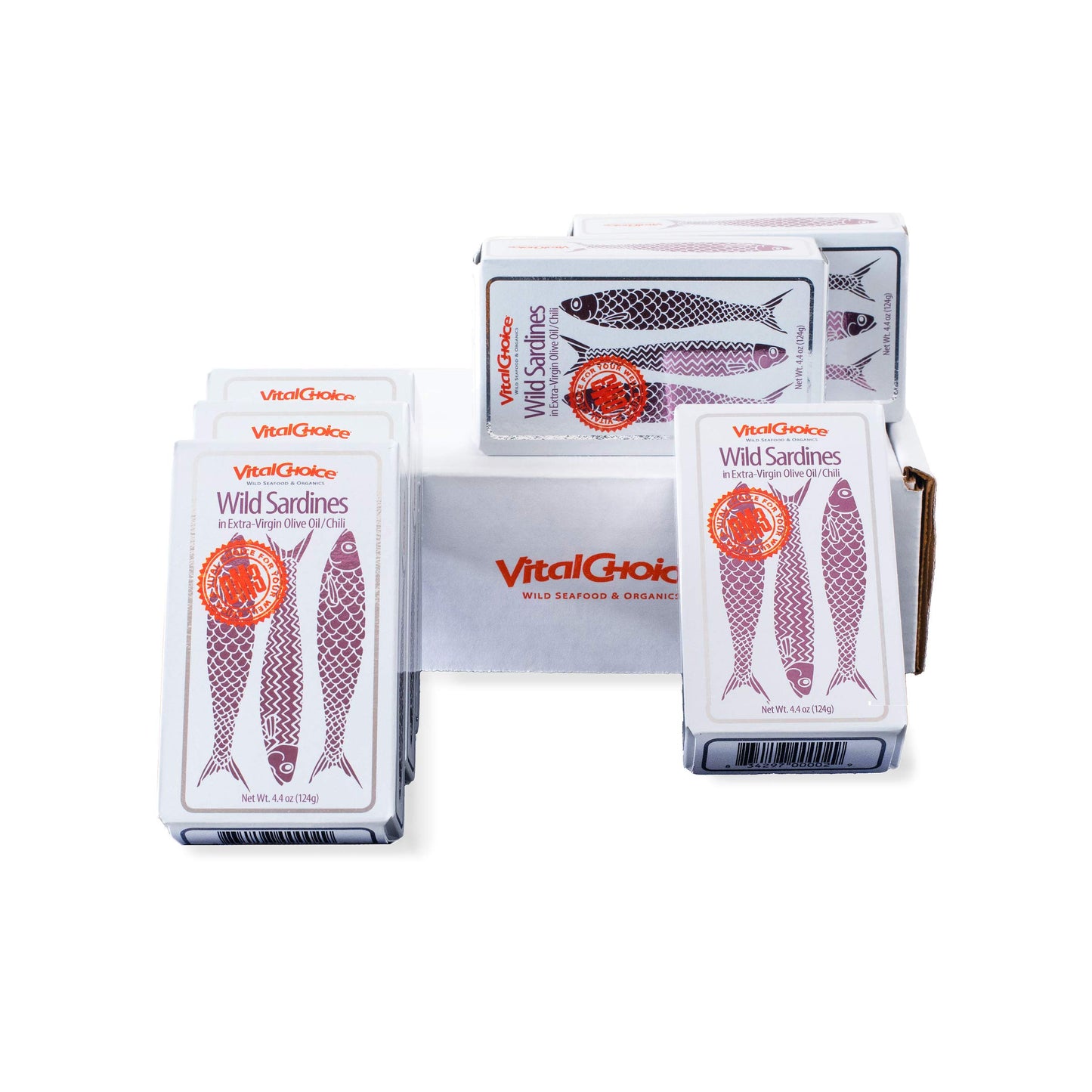 Vital Choice Wild Portuguese Sardines 6-Pack (Spiced With Red Chili, 4.4 Oz (Pack Of 6))