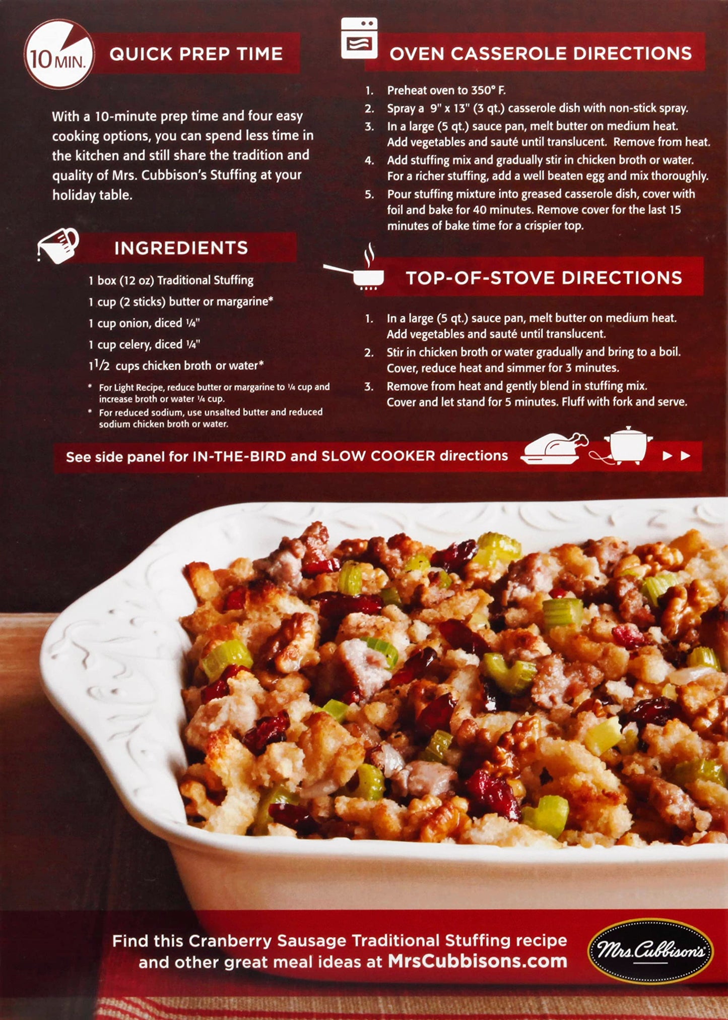 Mrs. Cubbisons Stuffing Mix Traditional 12 Oz
