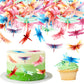 45PCS Edible Dragonfly Cupcake Toppers Wafer Paper Insect Themed Cake Decoration Drink Topper Wedding Baby bath Cake Decorations