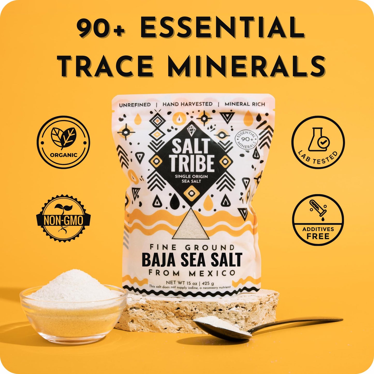 Salt Tribe | Baja Sea Salt | Mineral Rich | 90+ Trace Minerals | Fine Ground | Hydration Support | Sal Organica | Low Sodium | O