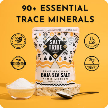 Salt Tribe | Baja Sea Salt | Mineral Rich | 90+ Trace Minerals | Fine Ground | Hydration Support | Sal Organica | Low Sodium | O