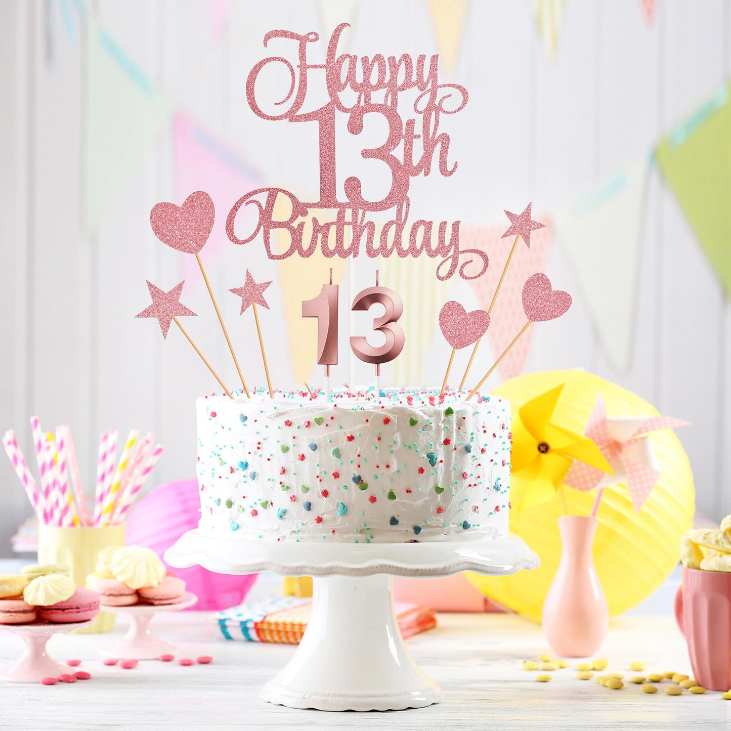 Lecferrarc 13Th Birthday Cake Decorations, 13Th Birthday Candles Cake Numeral Candles And Glitter Happy 13Th Birthday Cake Toppe