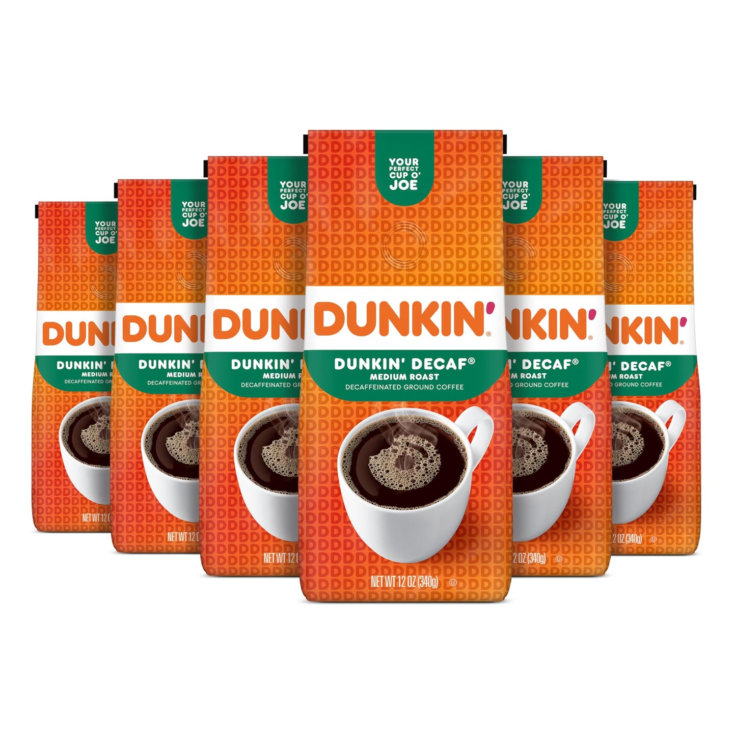Dunkin Decaf Medium Roast Ground Coffee, 12 Ounce (Pack of 6)