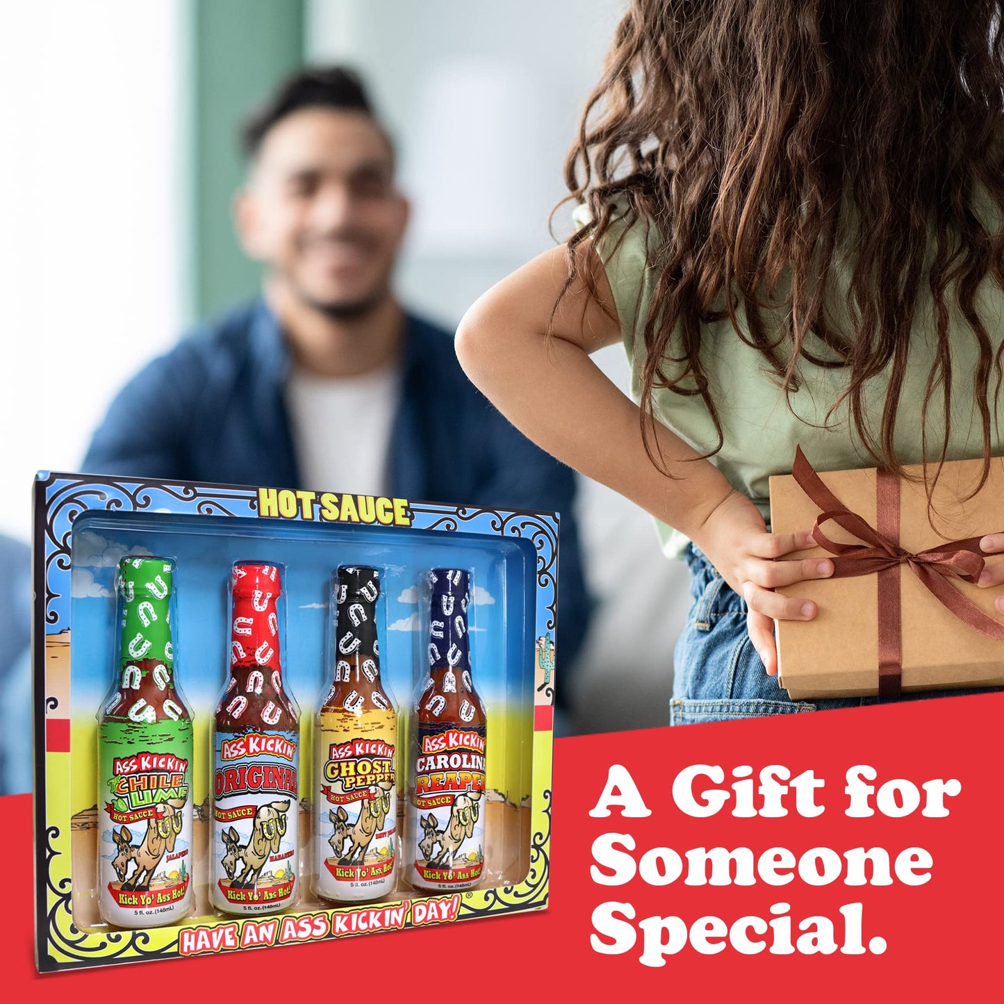ASS KICKIN Hot Sauce Gift Set - Premium Gourmet Hot Sauce for Wings & Burritos - 4 Pack of 5 Fl Oz