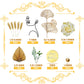 DRWATE 20 PCS Cake Toppers Set, Abstract Lady Face Lines & Ginkgo Leaves, Acrylic, Gold, Multicolor, Model GCMGL10023