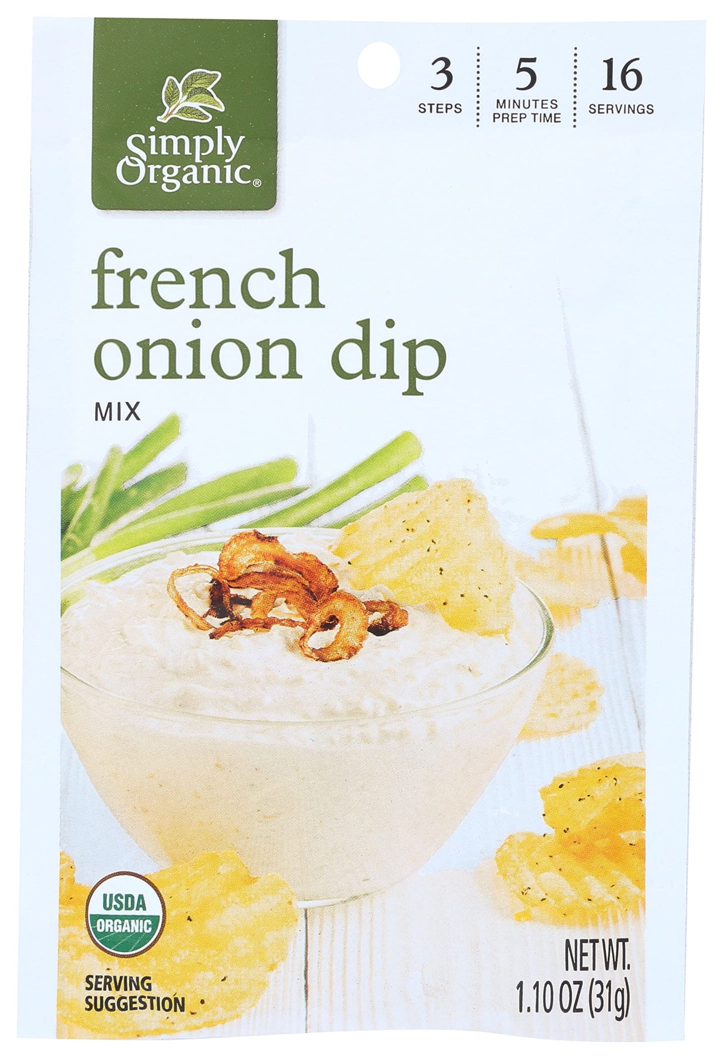 Simply Organic French Onion Dip Mix, 1.1 Oz - Pack of 12, Natural Flavor
