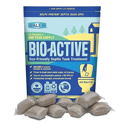 Walex Bio-31112 Bio-Active Drop-Ins Septic Additive, 12 Pack, 1 Years Supply, Multi-Color