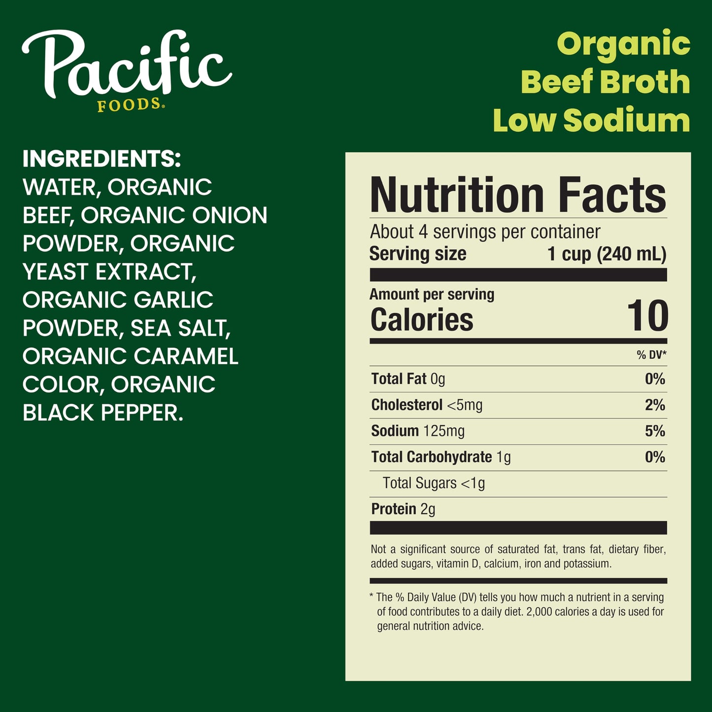 Pacific Foods Low Sodium Organic Beef Broth, 32 Oz Carton