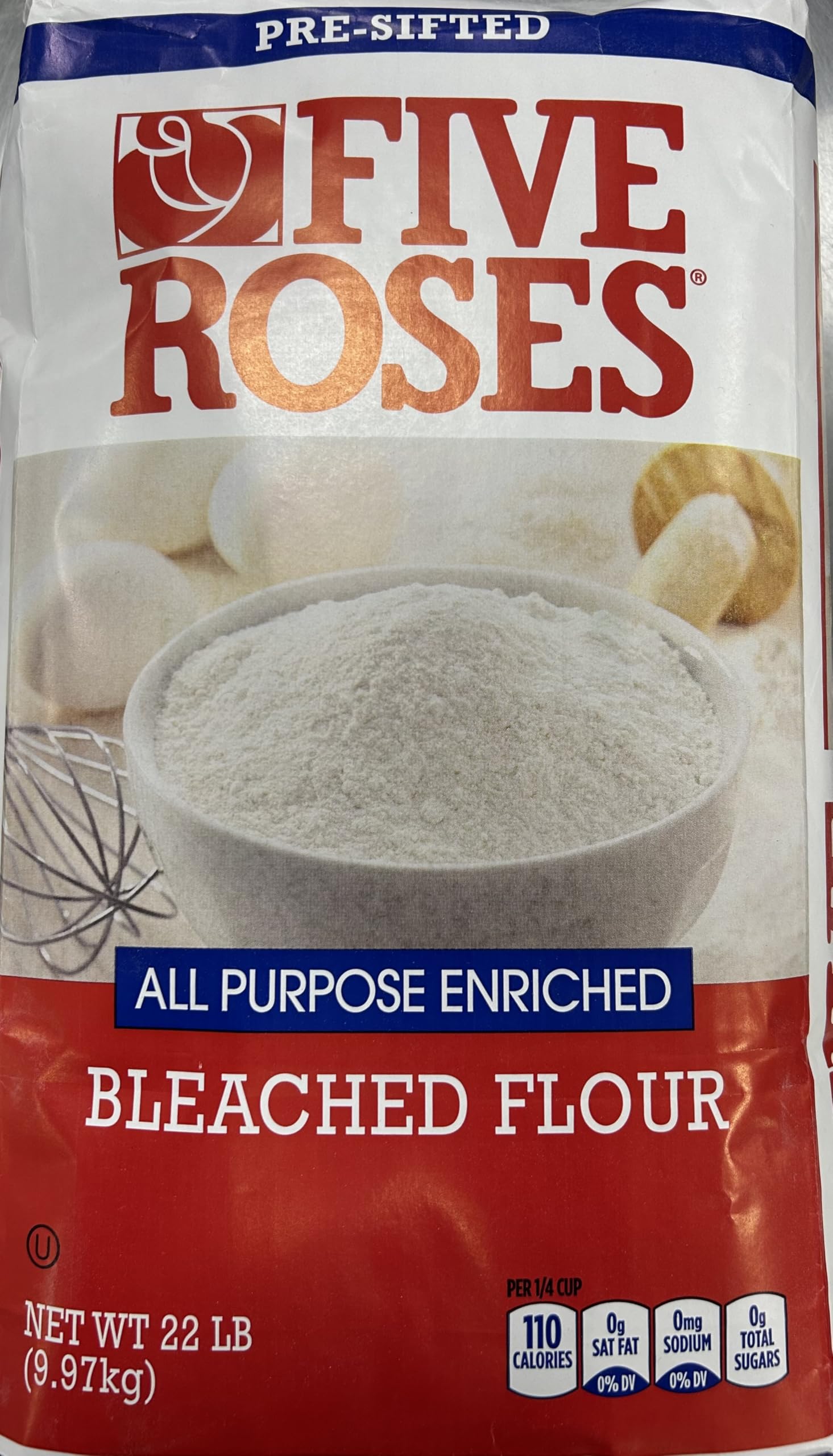 Five Roses All-Purpose Flour - 22 Lb (10 Kg) - Top-Grade Canadian Wheat - Enriched  Pre-Sifted White Flour For Baking & Cooking