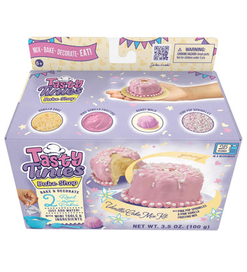 Goliath Tasty Tinies Bake Shop Vanilla Cake Mix Kit with Pink Pop Sprinkles & Pink Vanilla Frosting | Bake & Decorate 2 Real Min
