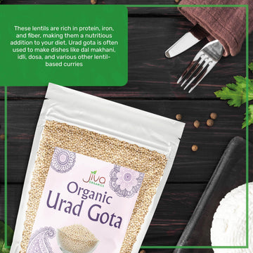 Jiva Organics Urad Gota 4 Lb Large Bag (Whole Urid White) - Vegan, Non Gmo