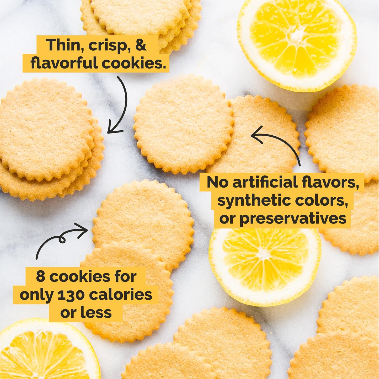 Deweys Bakery Meyer Lemon Moravian Style Cookie Thins, Bakery Fresh with Real Simple Ingredients, Low Calorie Snack, No Artific