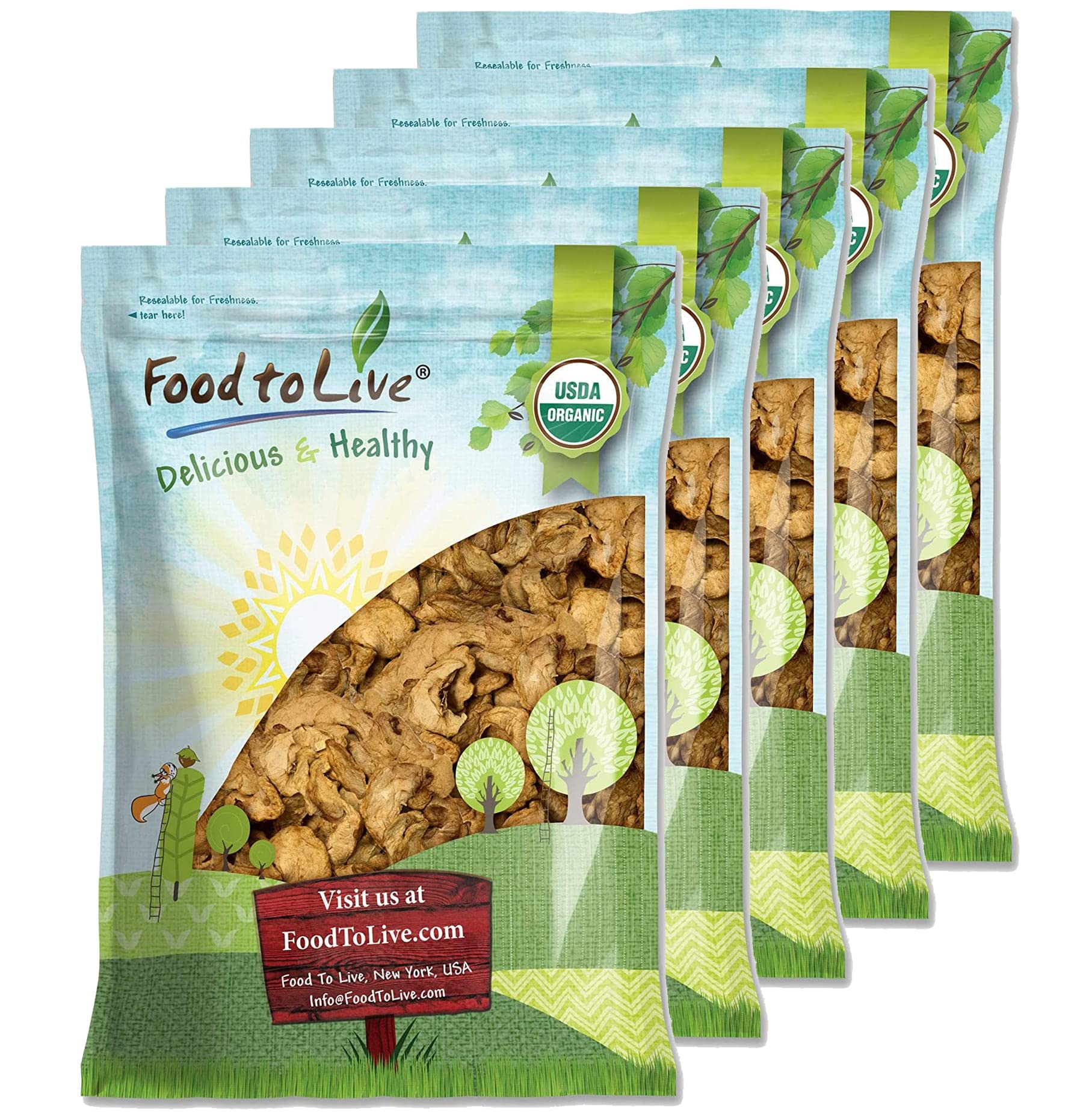 Food to Live Organic Dried Apple Rings, Non-GMO, Kosher, Raw, Vegan, 25 Pounds