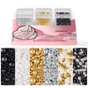 HUEBEATY 6-in-1 Edible Cake Pearl Sprinkles - Black Gold Silver White Sprinkles for Cake Decorating, Cupcakes, Cookies & Ice Cre