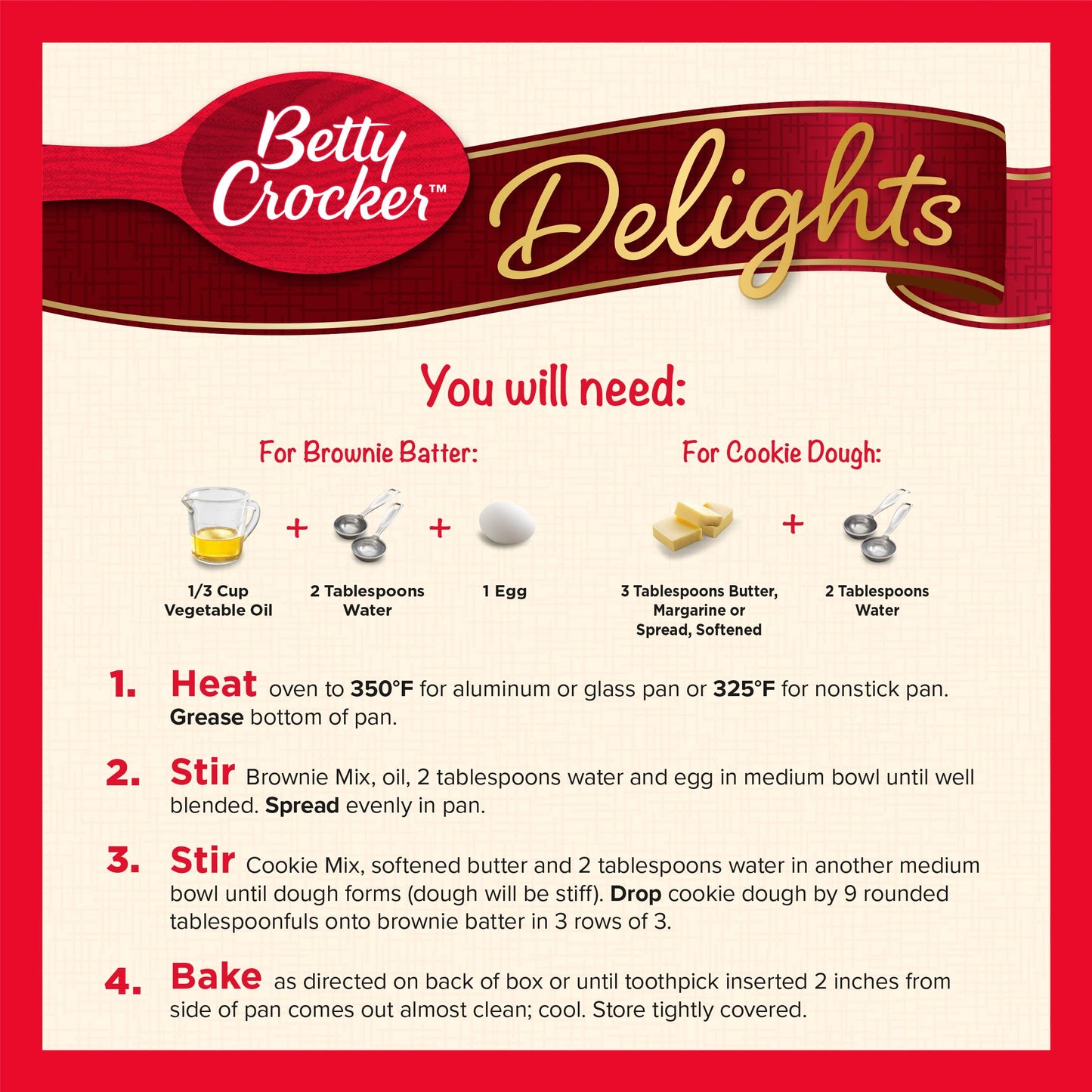 Betty Crocker Delights Peanut Butter Cookie Brownie Bar Mix, 17.2 oz. (Pack of 8)