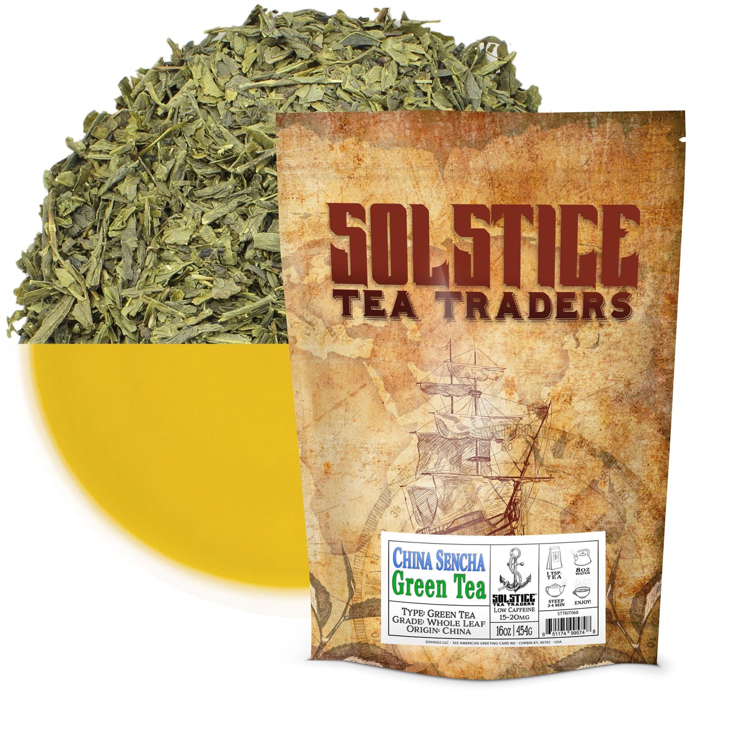 SOLSTICE TEA TRADERS Loose Leaf Sencha Green Tea, 1 LB, Bulk 16-Ounces, Japanese Style, Approx 200+ Cups