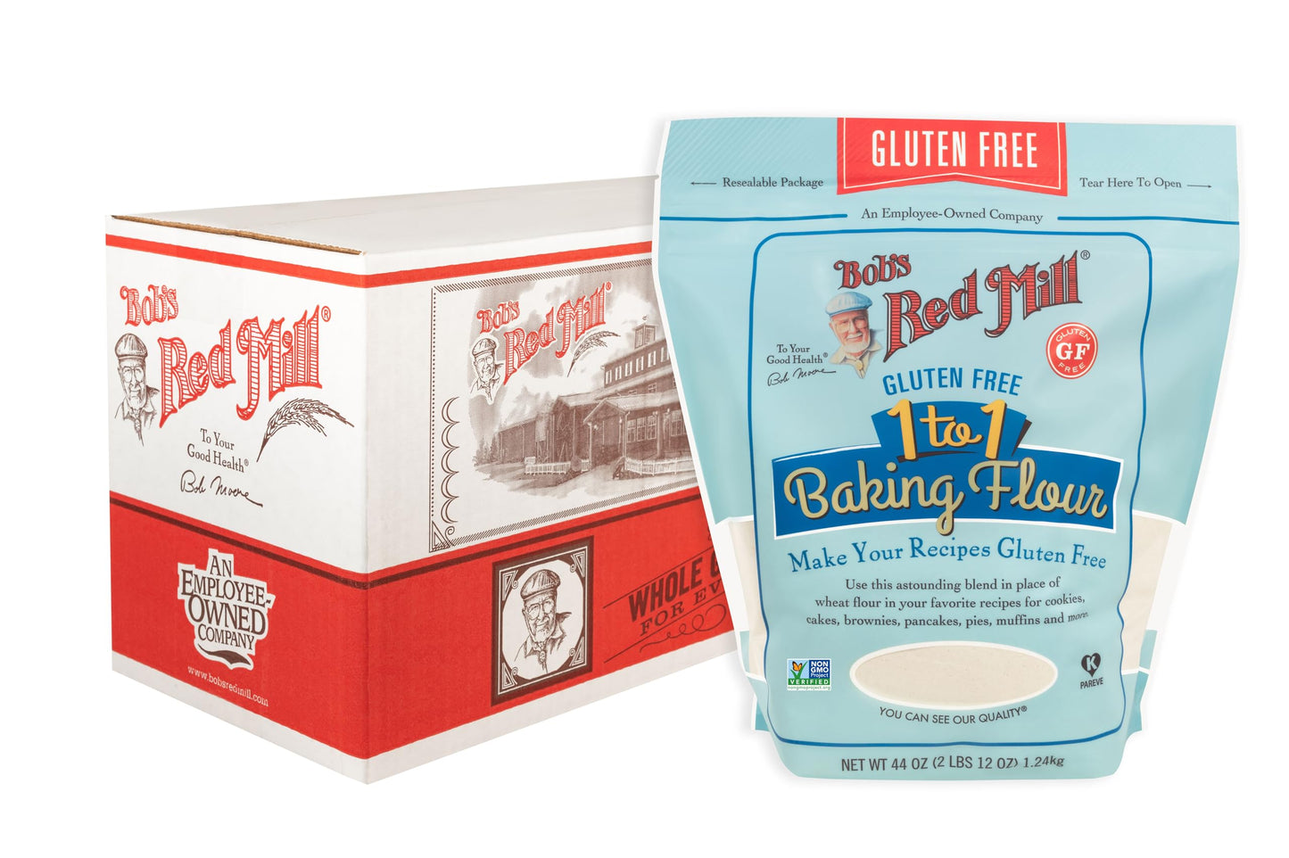 Bob s Red Mill Gluten Free 1 to 1 Baking Flour, 44oz (Pack of 4) - Non GMO, Vegan, Kosher