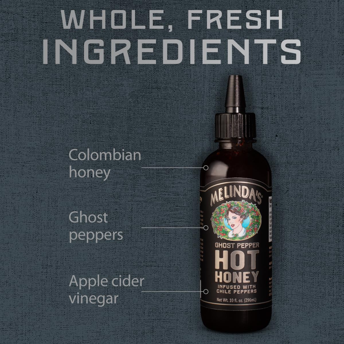 Melindas Hot Honey - 10 Oz, 1 Pack - Spicy Honey Sauce Made With Fresh Peppers - Infused Sweet & Spicy Sauce For Dipping, Drizzl