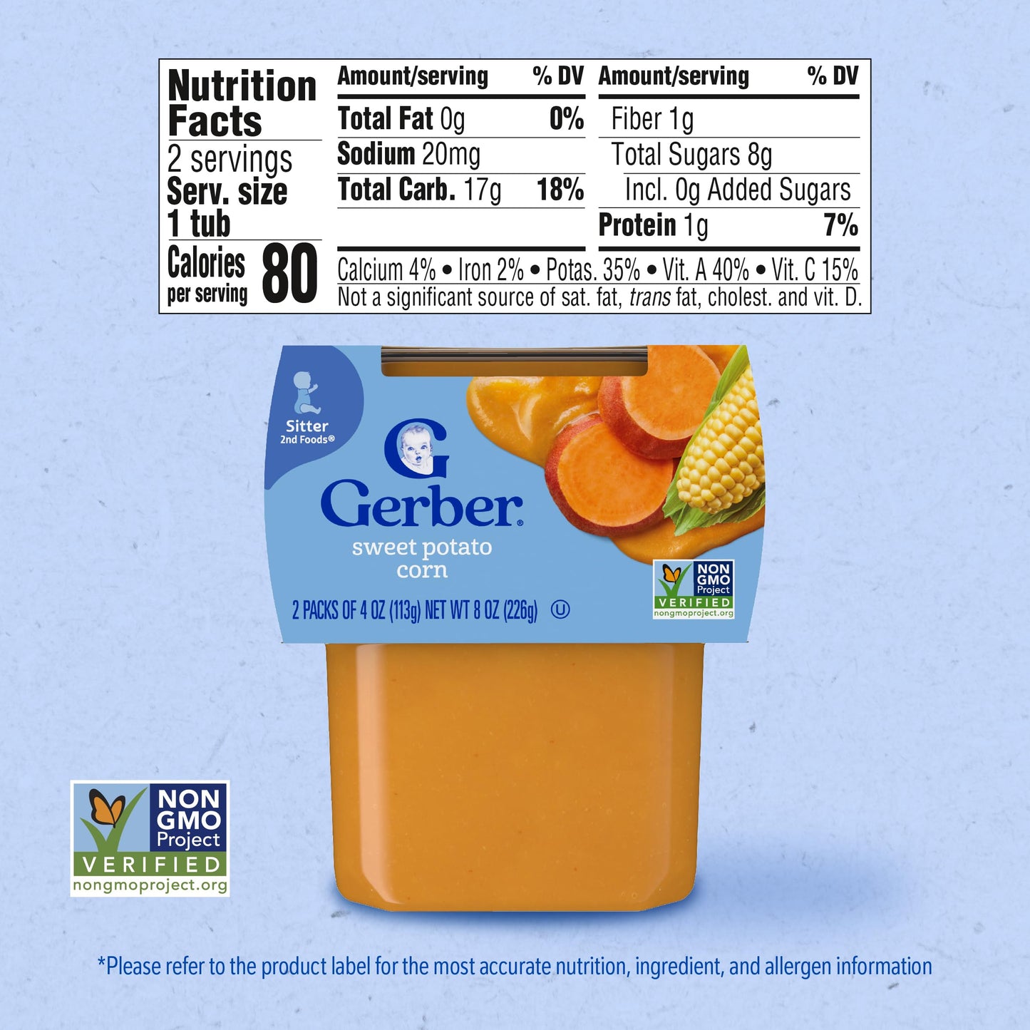 Gerber 2Nd Foods Sweet Potatoes & Corn, 4 Ounce Tubs, 2 Count (Pack Of 8)