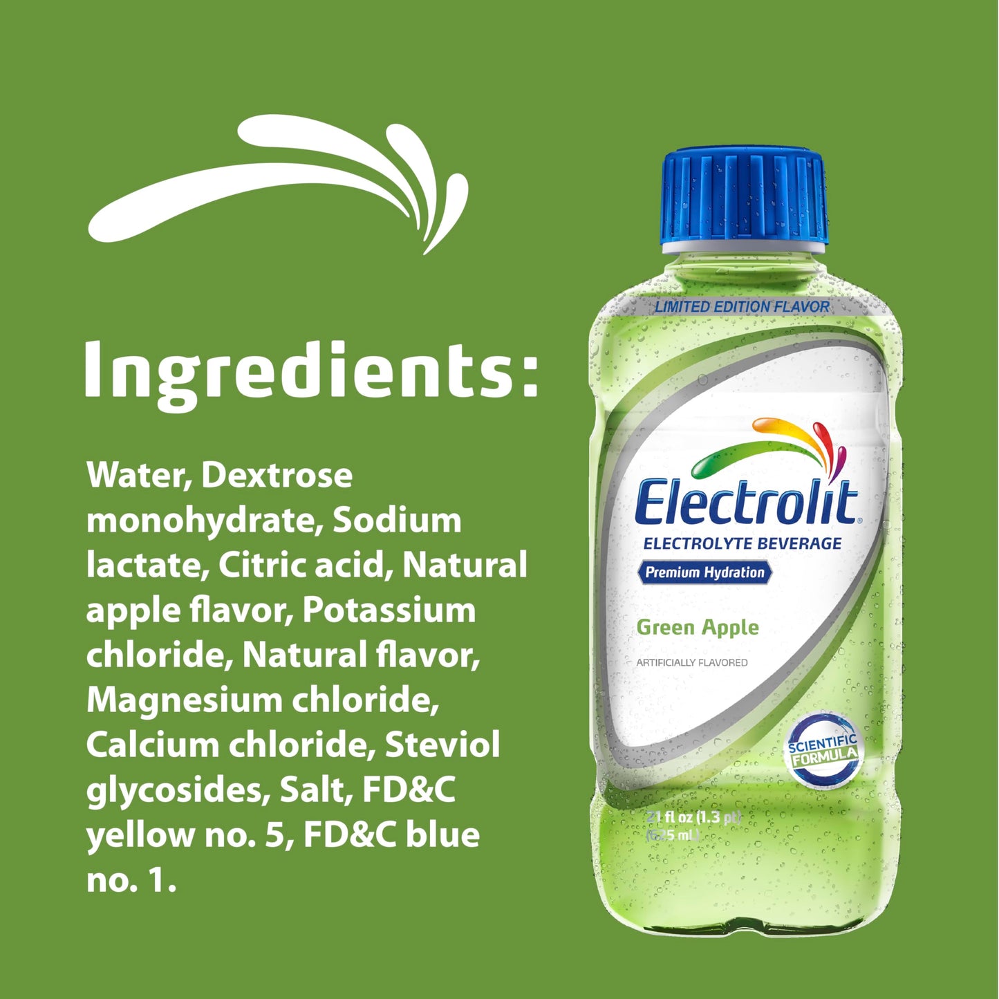 Electrolit  Electrolyte Beverage  Green Apple  21 Fl Oz bottle (Pack of 12)