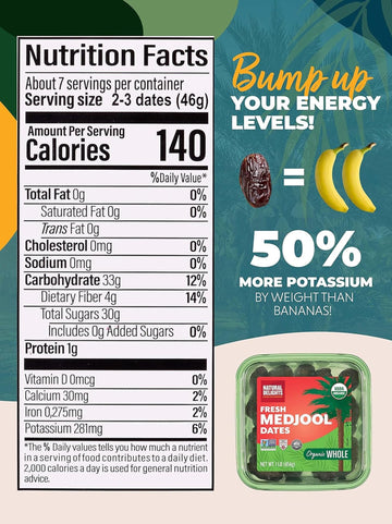 Natural Delights Organic Medjool Dates Whole - USDA Certified Organic Fruit  Good Source of Fiber & Potassium  Naturally Sweet  Snack for On-the-Go  Large & Plump Dates - 12 oz Tub (Pack of 2)