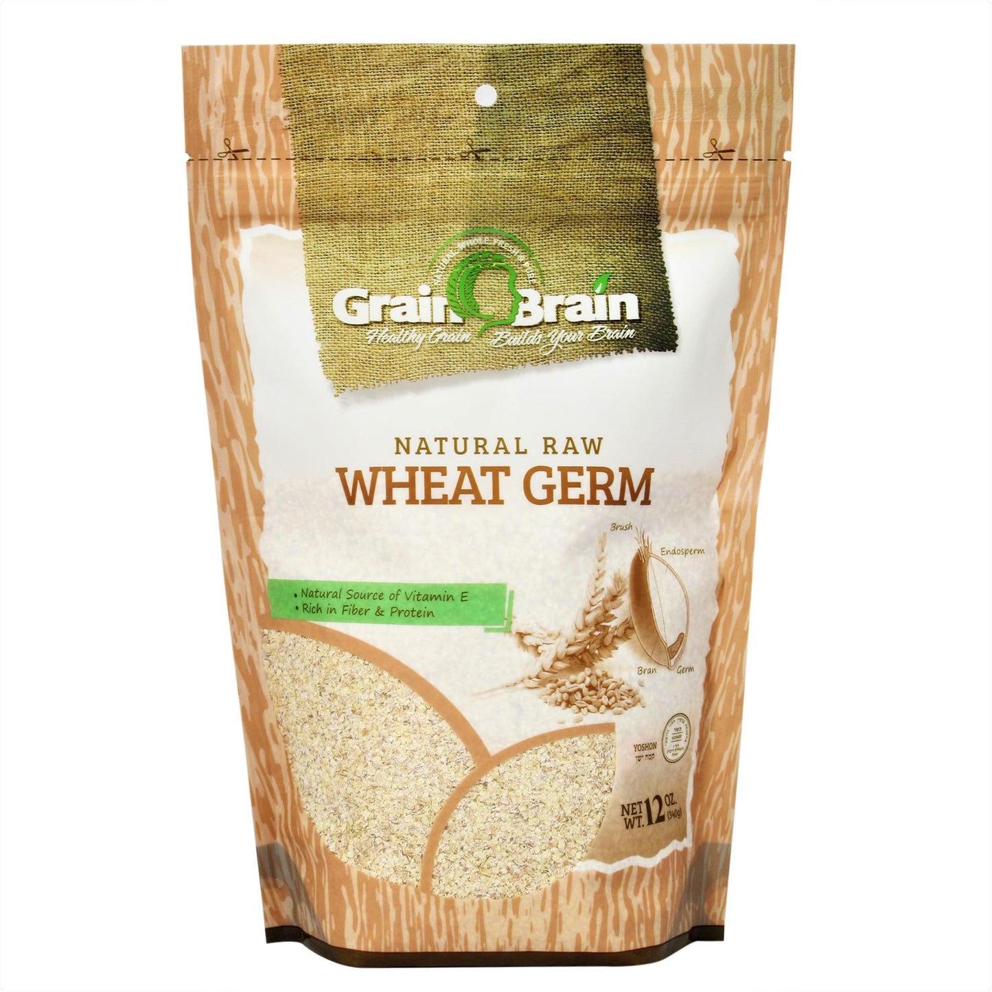Grain Brain Wheat Germ, Raw and All Natural, 12 oz, Resealable Pouch