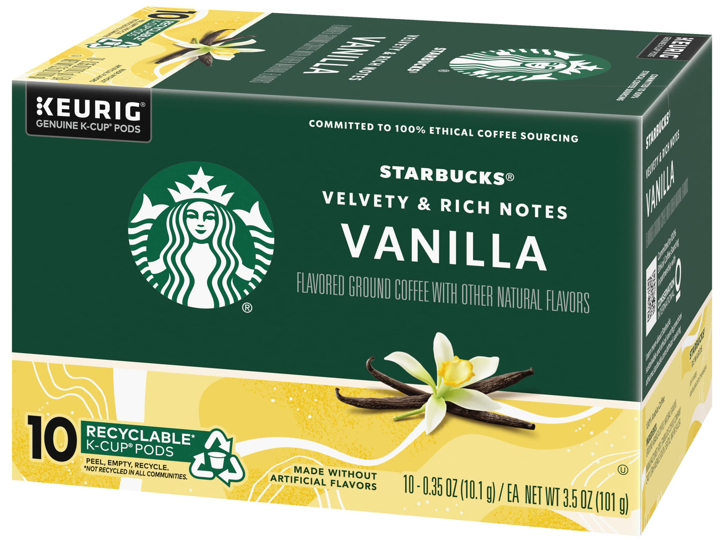 Starbucks Flavored Coffee K-Cup Pods, Vanilla Flavored Coffee, Made Without Artificial Flavors, Keurig Genuine K-Cup Pods, 10 Ct