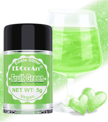 Edible Glitter - Fruit Green Luster Dust Edible for Drinks Cakes, Food Grade Cake Decorating Shimmering Glitter, Sprinkle Powder