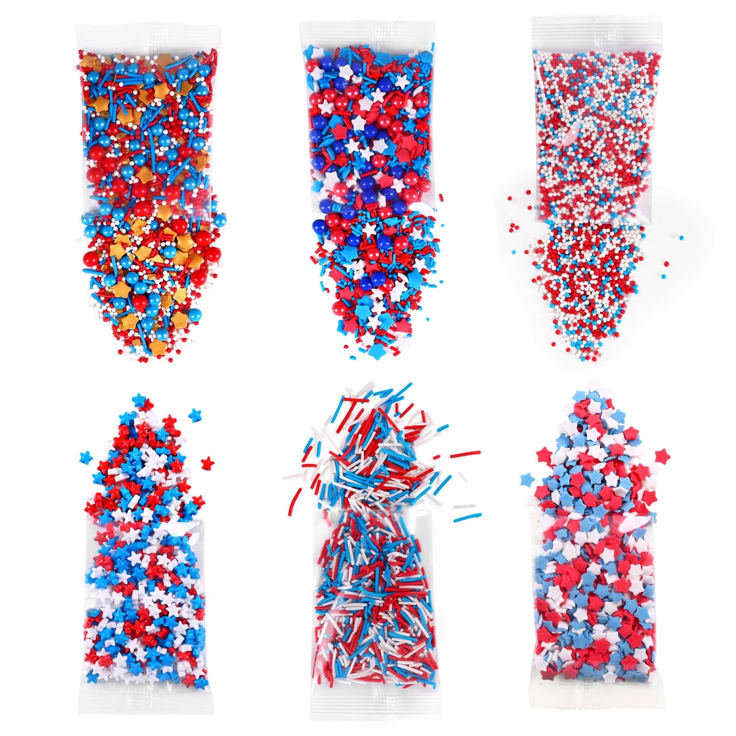 Edible Patriotic Sprinkles Nonpareils Red White and Blue 4th of July for Cake Decorating Baking, Ice Cream, Cookies, Cupcake Top