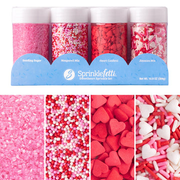 Sweets Indeed Heart Sprinkles, 4 Pack, Edible Sprinkle Mix, Perfect for Cake Decorations, Baking, Ice Cream, Cookies, Cupcake To