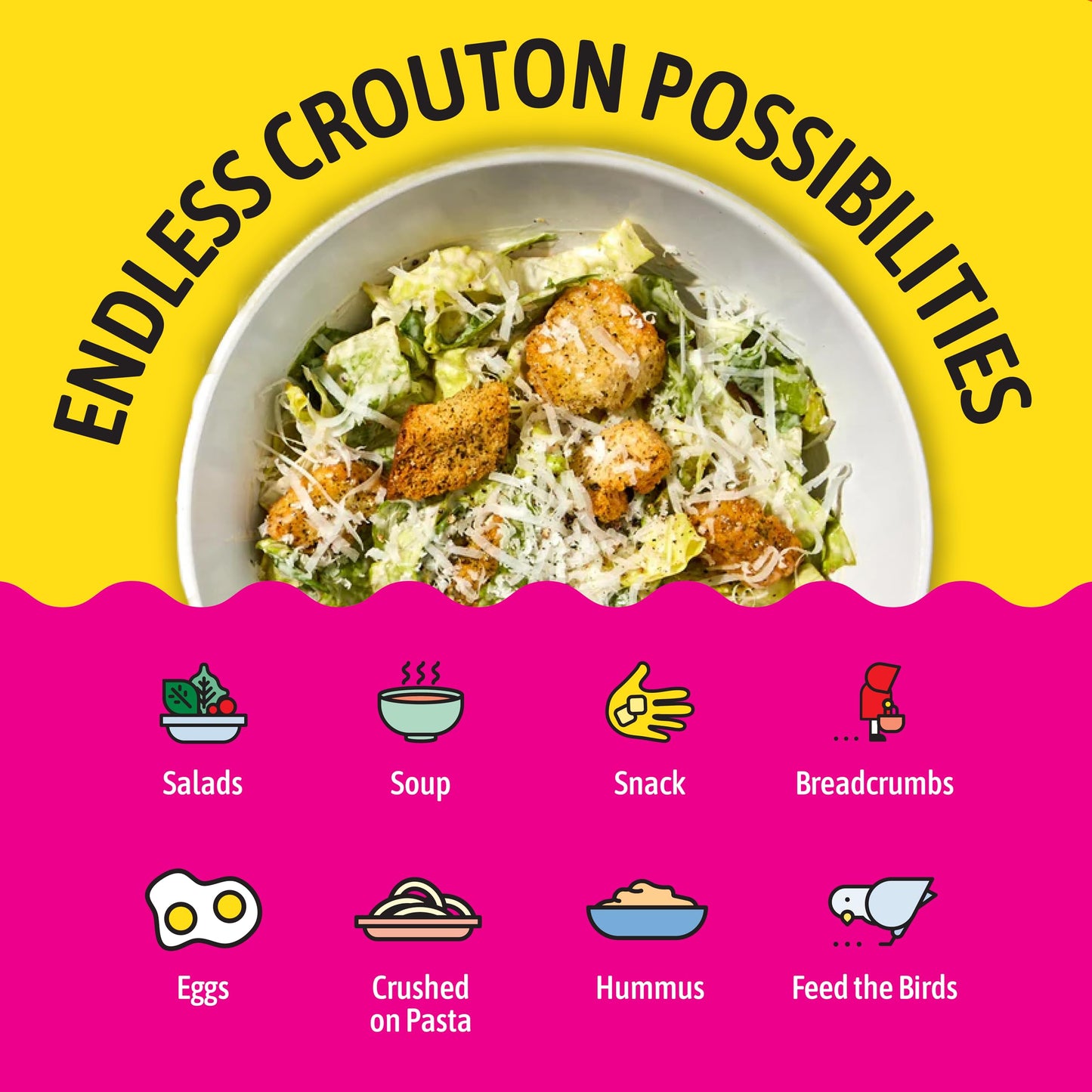 Kooshy Croutons - Mambo Italiano (Sourdough Bread, Garlic, Basil, Parmesan), All Natural, Vegetarian, Non-Gmo Croutons For Salad