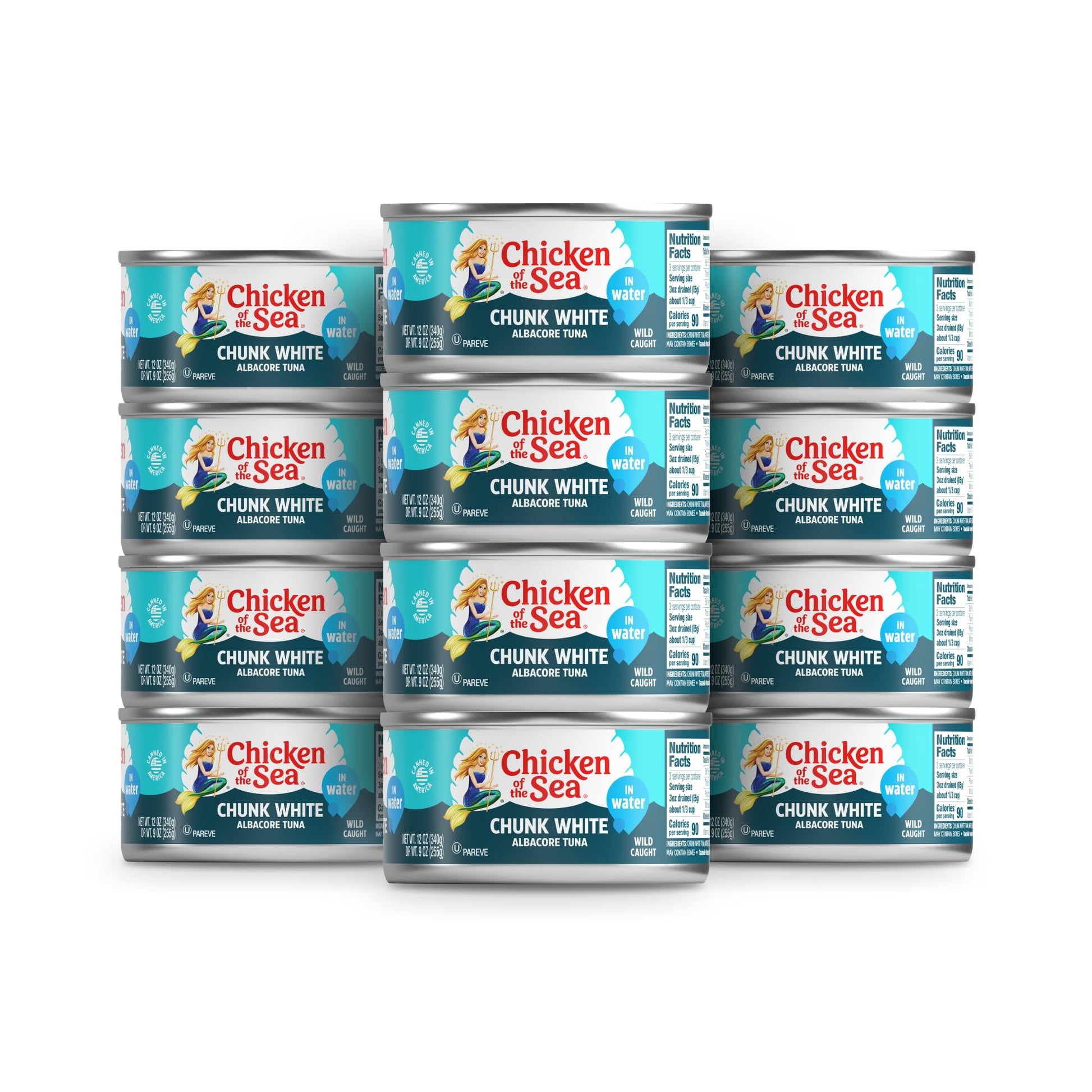 Chicken of the Sea Chunk White Albacore Tuna in Water, 12 oz Can, Pack of 12