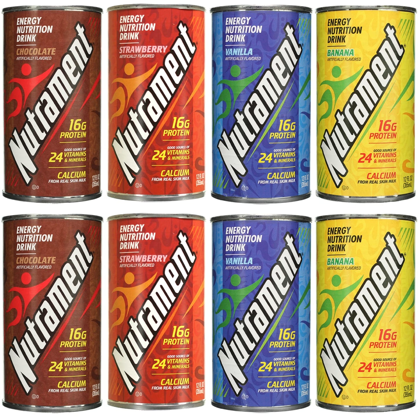 Nutrament Nutritional Drink Meal Replacement Energy Nutrition 4 Flavor Variety Pack 12 Fl Oz (Pack of 8)