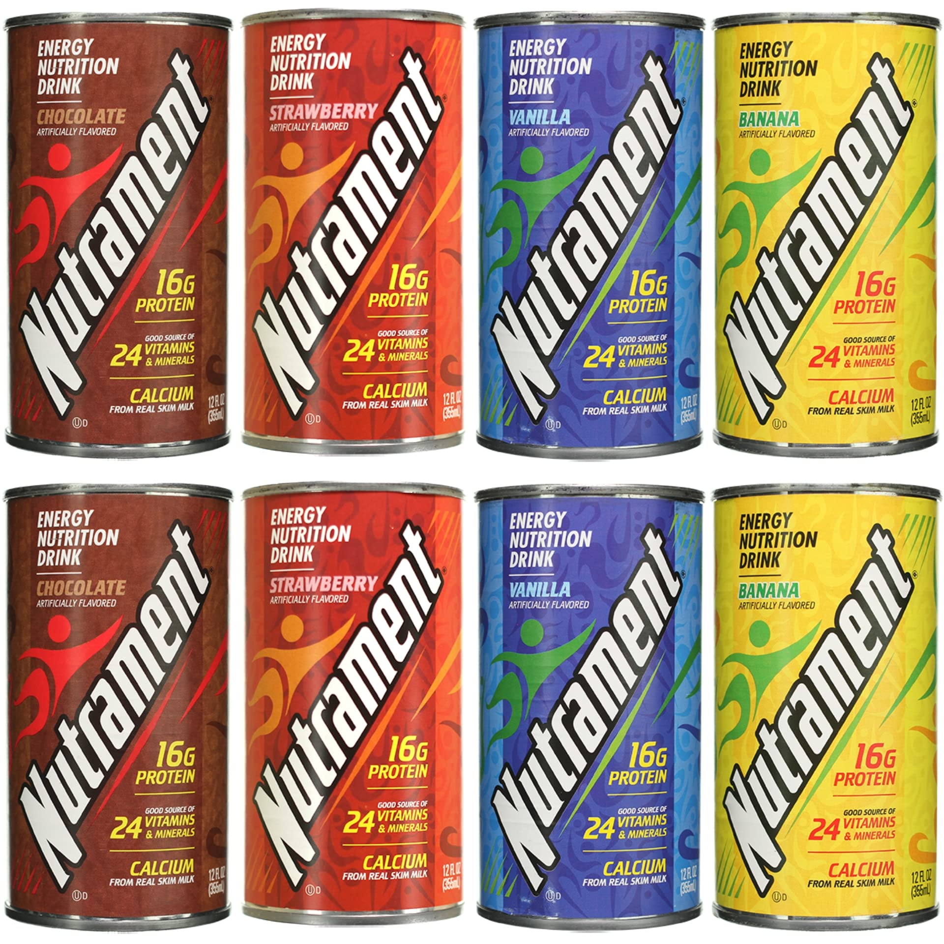 Nutrament Nutritional Drink Meal Replacement Energy Nutrition 4 Flavor Variety Pack 12 Fl Oz (Pack of 8)
