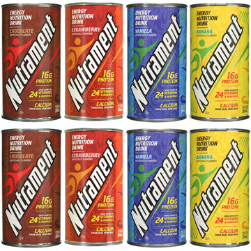 Nutrament Nutritional Drink Meal Replacement Energy Nutrition 4 Flavor Variety Pack 12 Fl Oz (Pack of 8)